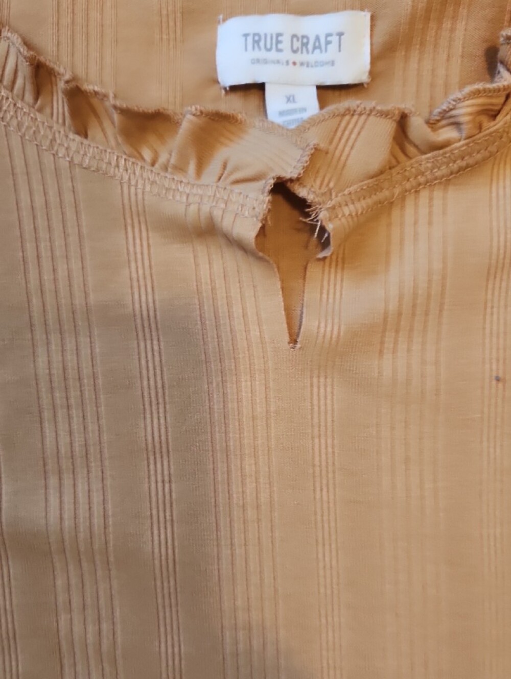 True Craft Ribbed Ruffle-Trim Tank - Tan - Picture 3 of 6